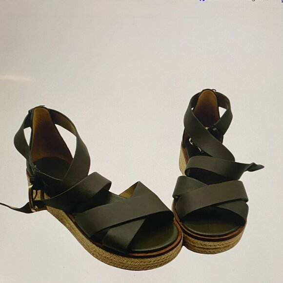 MICHAEL KORS DARK GREEN WEDGE SANDALS - Picture 2 of 4